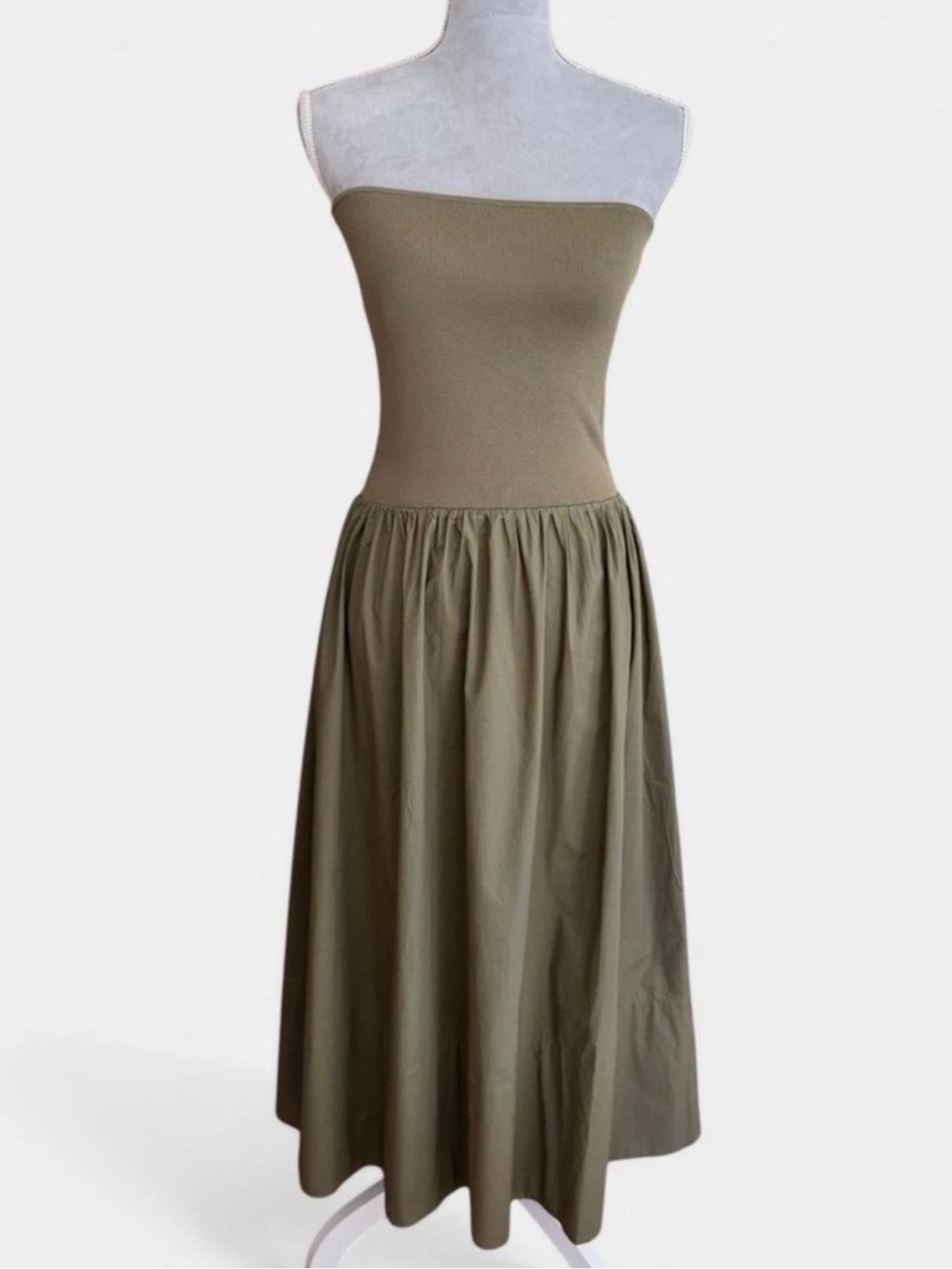 Pistola Olive Green Dress with Label and Red Nail Accent